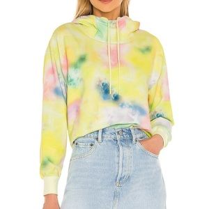 NWT! Alice + Olivia Tie Dye Niki Funnel Neck Crop Hoodie size M!